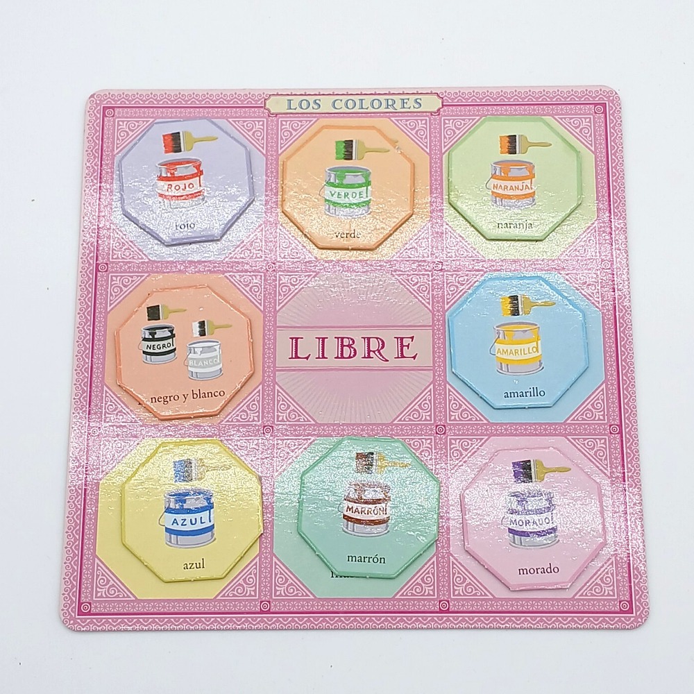 eeBoo SPANISH BINGO Game "Loteria" REPLACEMENT PIECES- Colores Board & 8 Chips